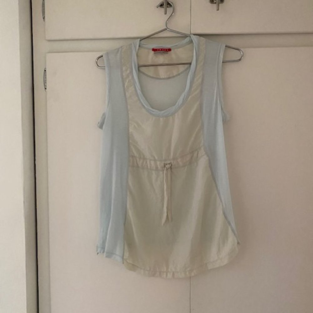 Prada tank top lightweight 2 fabrics with tie size L